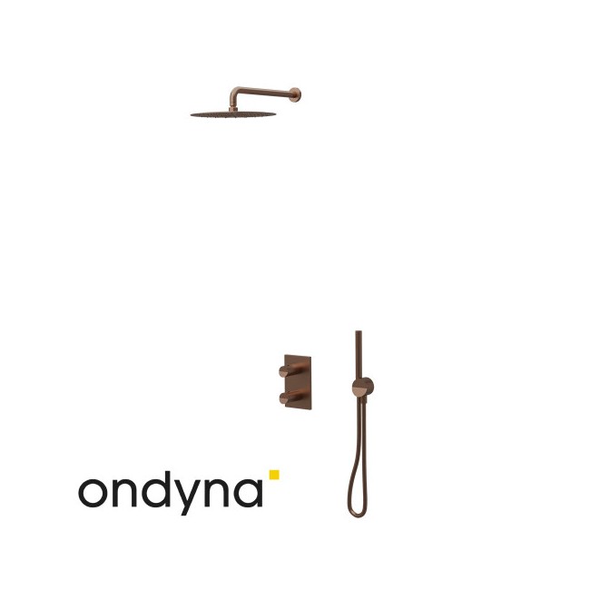 Facade Douche Thermostatique 2 Sorties Piega Or Rose Brosse - CRISTINA ONDYNA PA75234I 