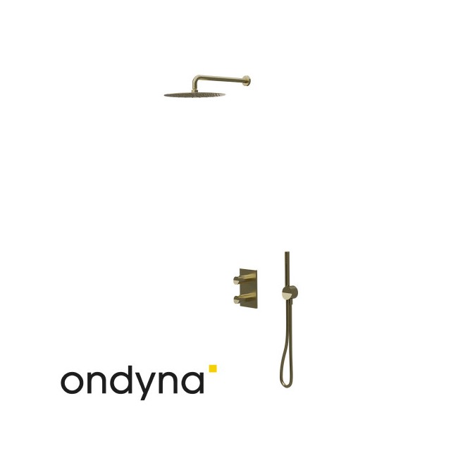 Facade Douche Thermostique 2 Sorties Piega Or Brosse - CRISTINA ONDYNA PA75296I 