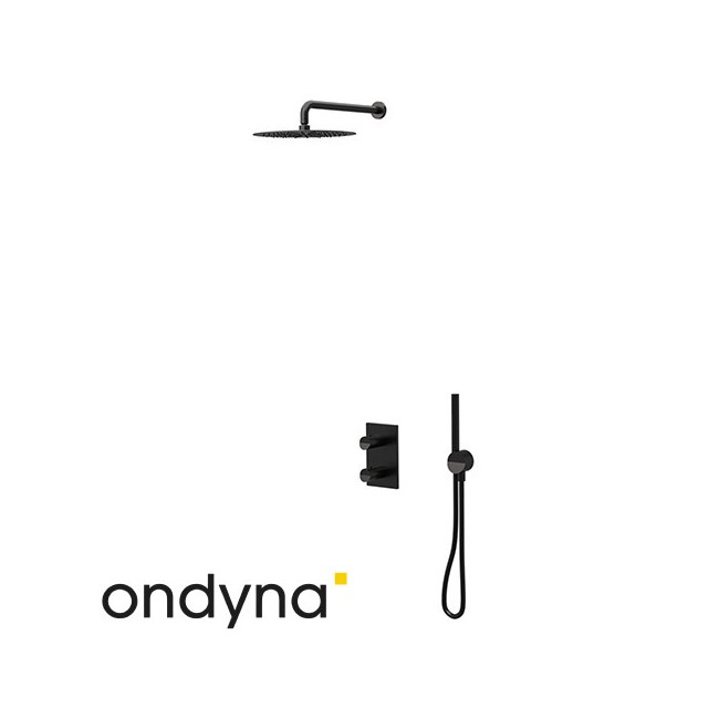 Facade Douche Thermostique 2 Sorties chromé noir brossé PVD Piega - CRISTINA ONDYNA PA75275I 