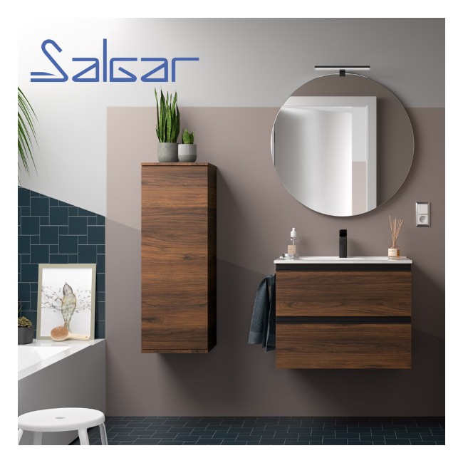 Meuble salle de bain suspendu 2 tiroirs noyer maya SPIRIT 600 - SALGAR 102854