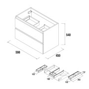 Meuble salle de bain suspendu 2 tiroirs noyer maya SPIRIT 600 - SALGAR 102854