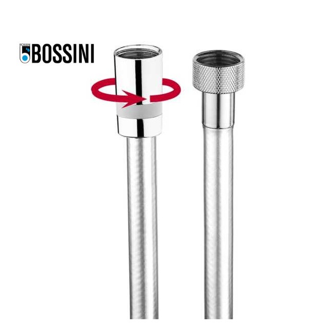 Flexible en nylon 125 cm 1/2” x 1/2” F écrou conique tournant chromé Cromolux - Bossini A00167B030