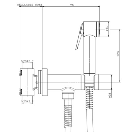 Kit mitigeur progressif WC, douchette et flexible 125 cm Bronze Paloma-flat - Bossini E37011022