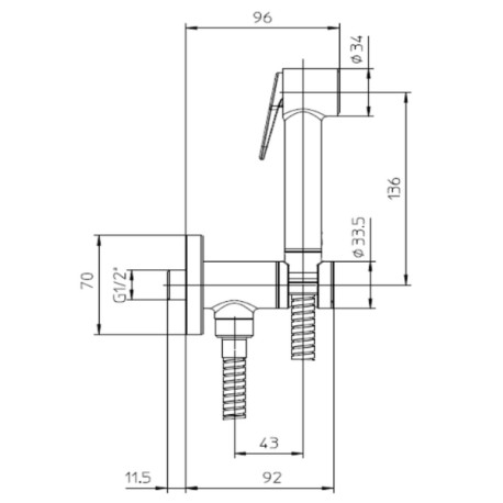Kit douchette mitigeur WC 1/2”M, support et flexible nickel satiné Paloma - Bossini E57033094
