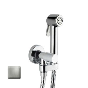 Kit douchette mitigeur WC 1/2”M, support et flexible nickel satiné Paloma - Bossini E57033094