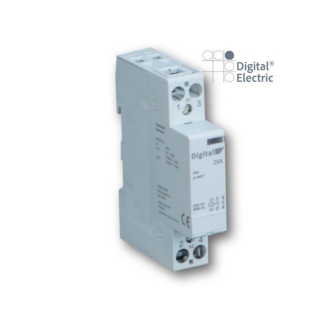 Contacteur 2x25A 220Vac 2NO - Digital electric 04512