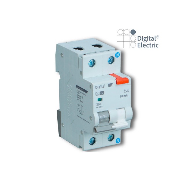 Disjoncteur différentiel 25A/300mA Type AC 6kA - Digital electric 03326