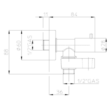 Robinet d’arrêt 1/2”M avec support de douche chromé - BOSSINI E57000030