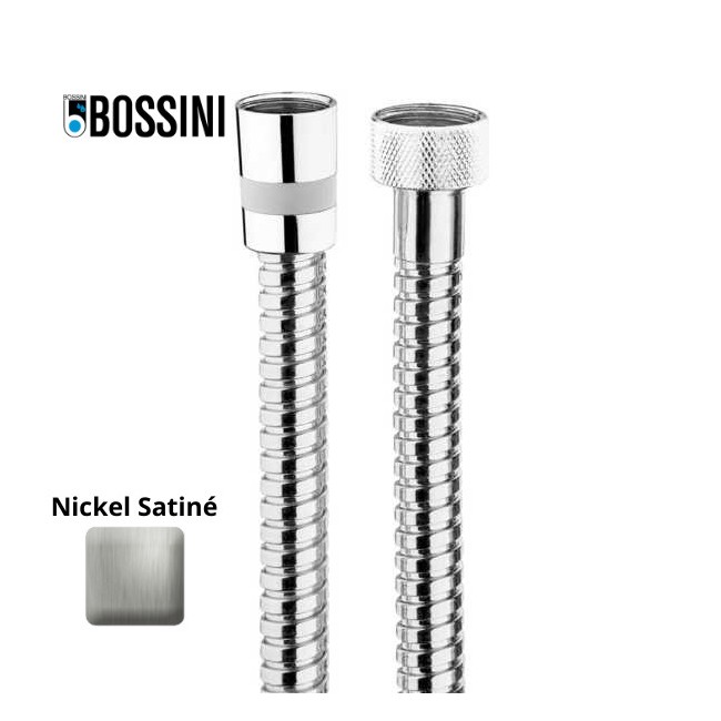Flexible laiton 125cm double agrafage 1/2” x 1/2” FF Nickel satiné Doppia Aggraffatura - Bossini A03045B094