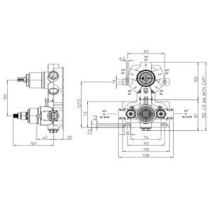 Partie encastrable pour mitigeur thermo universel inverseur 1-5 voies, 1/2”, configuration 1/2/3/4 voies – BOSSINI Z90125000