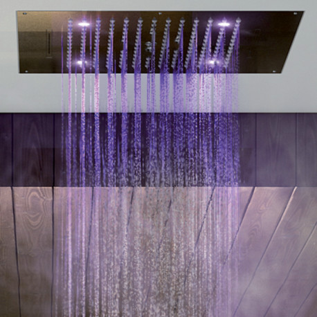 Plafond de douche 3 jets LED RGB, et flexible acier brossé Dream - BOSSINI H389350075