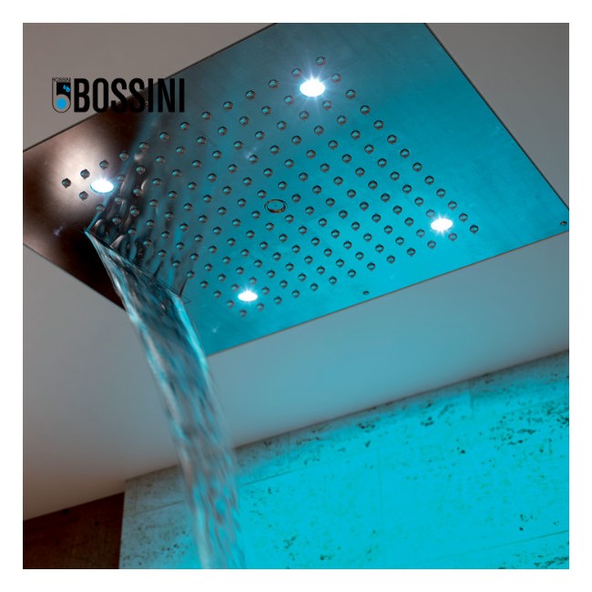Plafond de douche 3 jets LED RGB, et flexible acier brossé Dream - BOSSINI H389350075