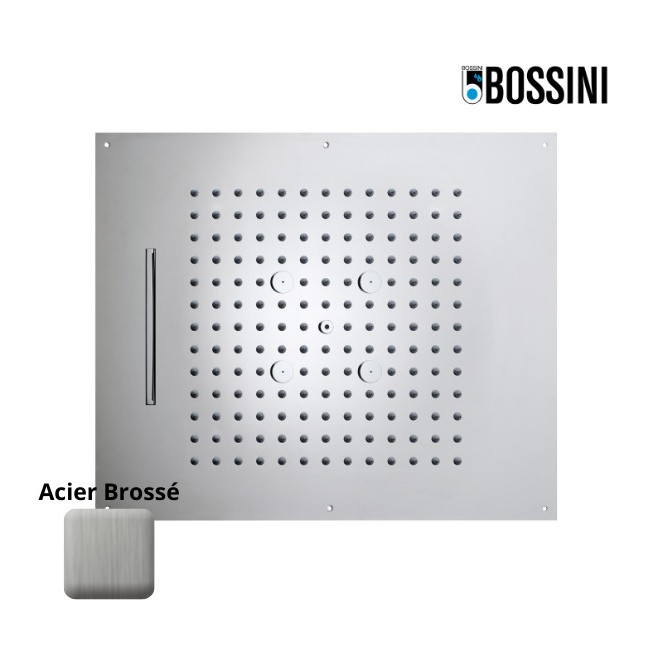 Plafond de douche 3 jets et flexible acier brossé Dream - BOSSINI H389300075