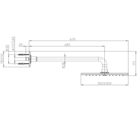 Pomme de tête avec bras de fixation murale chromé Dream-Oki - Bossini H75365I030