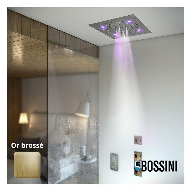 Plafond de douche 4 jets LED RGB chromothérapie or brossé Dream - BOSSINI H389080043