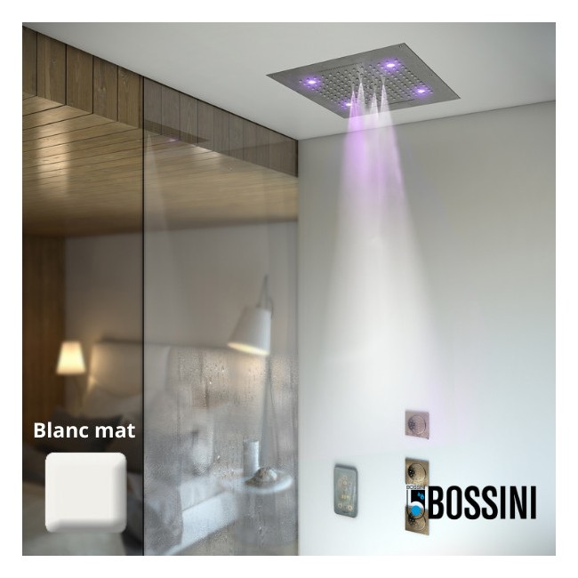 Plafond de douche 4 jets LED RGB chromothérapie blanc mat Dream - BOSSINI H389080045