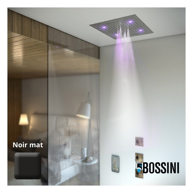 Plafond de douche 4 jets LED RGB chromothérapie noir mat Dream - BOSSINI H389080073