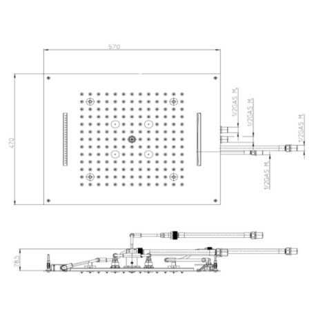 Plafond de douche 4 jets LED RGB chromothérapie acier brossé Dream - BOSSINI H389080075