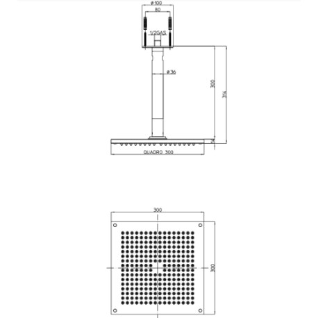 Douche de tête carrée 300mm Dream-Cube - Bossini H35365G030