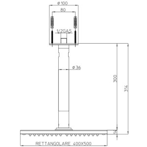 Douche de tête rectangulaire 400x500mm Dream-Cube - Bossini H35369G030
