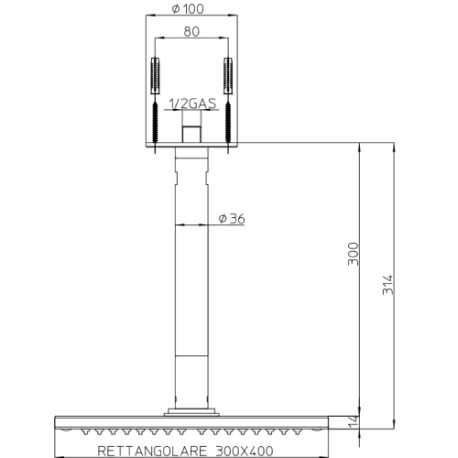 Douche de tête rectangulaire 300x400mm Dream-Cube - Bossini H35370G030