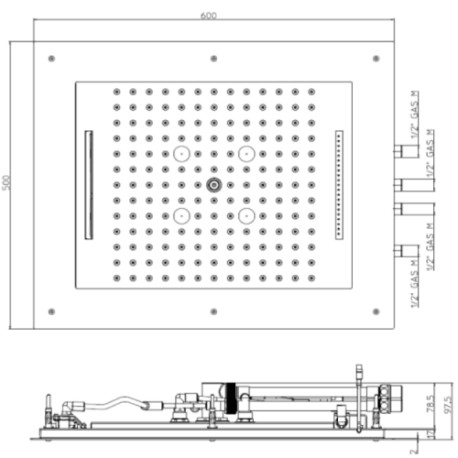 Cadre rétrofit à LED chromothérapie chromé pour plafonds de douche - Bossini HI0928030
