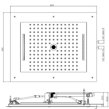 Cadre rétrofit à LED chromothérapie chromé pour plafonds de douche - Bossini HI0928030