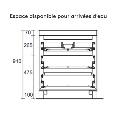 Meuble de salle de bain SPIRIT 600 3 tiroirs métalliques GREEN FOREST - SALGAR 103502