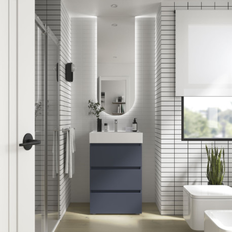 Meuble de salle de bain SPIRIT 600 3 tiroirs métalliques NIGHT BLUE - SALGAR 103492