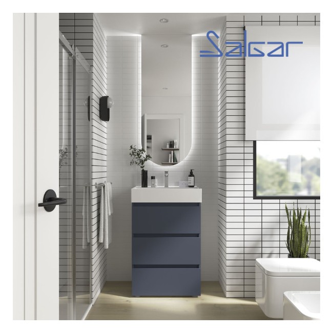 Meuble de salle de bain SPIRIT 600 3 tiroirs métalliques NIGHT BLUE - SALGAR 103492