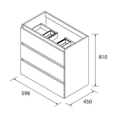 Meuble de salle de bain SPIRIT 600 3 tiroirs métalliques TERRACOTA - SALGAR 103507