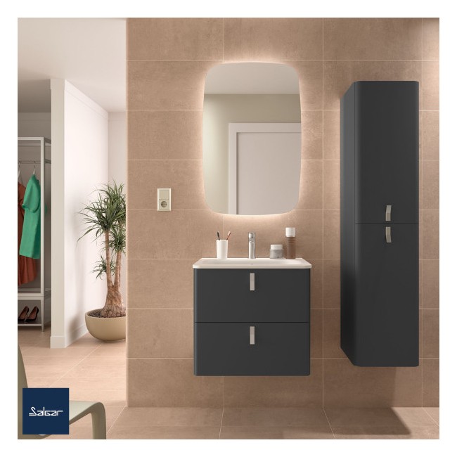 Meuble de salle de bain UNIIQ 600 2 tiroirs anthracite mat - SALGAR 96594