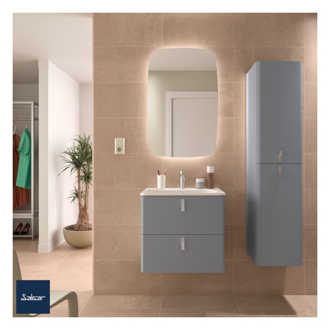 Meuble de salle de bain UNIIQ 600 2 tiroirs humo - SALGAR 96614