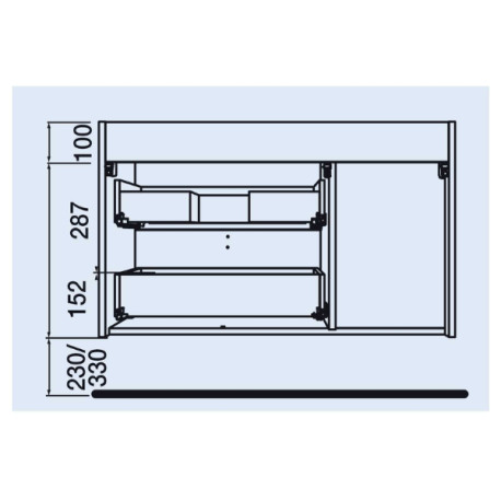 Meuble salle de bain 1 porte 2 tiroirs gauche UNIIQ 1200 TERRACOTA - SALGAR 96647