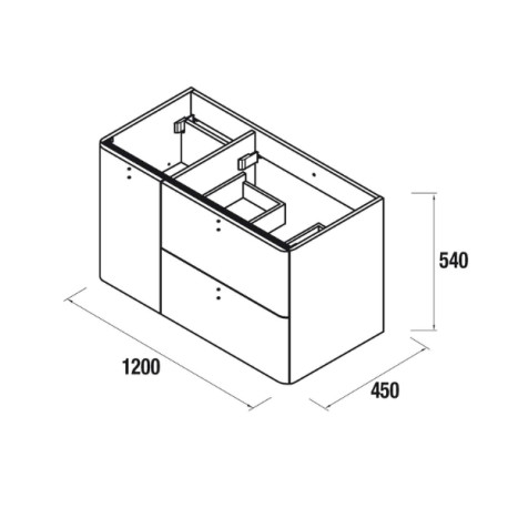 Meuble salle de bain 1 porte 2 tiroirs gauche UNIIQ 1200 TERRACOTA - SALGAR 96647