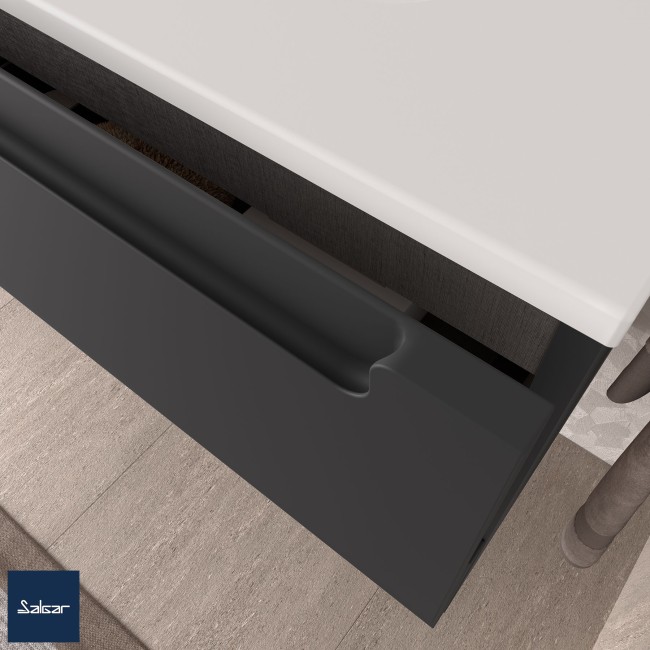 Meuble salle de bain MONTERREY 900 2 tiroirs métal.anthracite mat 897x540x450mm - SALGAR 96499 