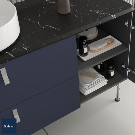 Meuble de salle de bain 2 tiroirs UNIIQ 600 night blue - SALGAR 96600 