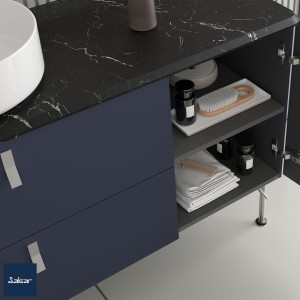 Meuble de salle de bain 2 tiroirs UNIIQ 600 night blue - SALGAR 96600 