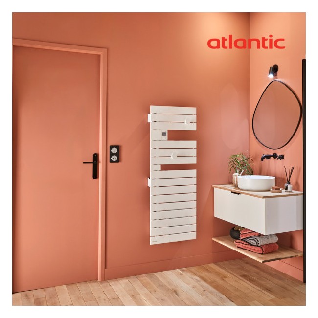 Sèche-serviettes étroit ATLANTIC - NEFERTITI mat à gauche 500W 850632