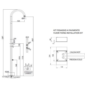 Colonne de douche extérieure à 2 mitigeur chromé Pool - Bossini L00360030