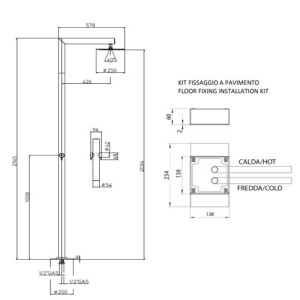 Colonne de douche pour piscine 2 robinets chromé NEK - Bossini L00384030