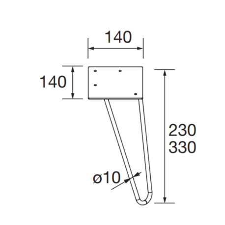 Jeu de 2 pieds 300 mm UNIIQ Noir - Salgar 24714