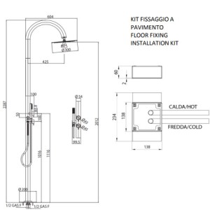 Kit colonne de piscine à 2 mitigeurs progressifs Tetis - Bossini L00387030