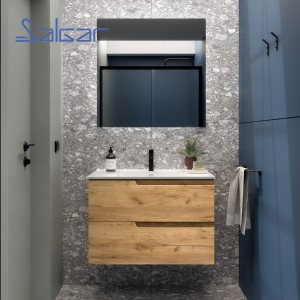 Ensemble meuble salle de bains VIMA 800 CHÊNE AFRICAIN + Vasque + Miroir - SALGAR 111775