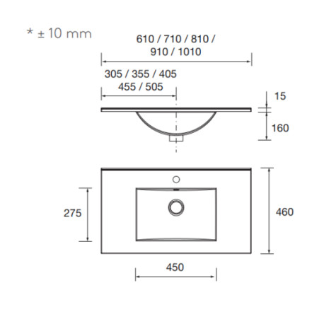 Plan vasque en porcelaine blanche IBERIA 810 - SALGAR 14712