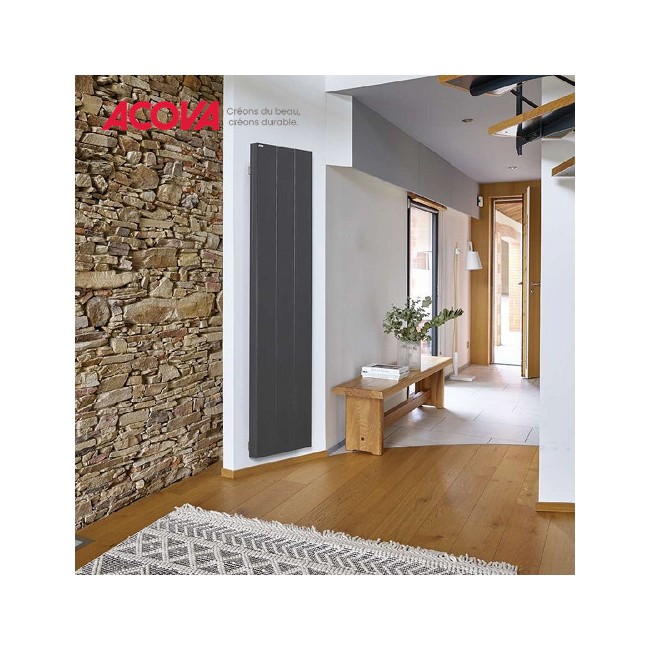 Radiateur Vertical électrique Anthracite KOLONE 1800W - ACOVA TKLG-180-180/F
