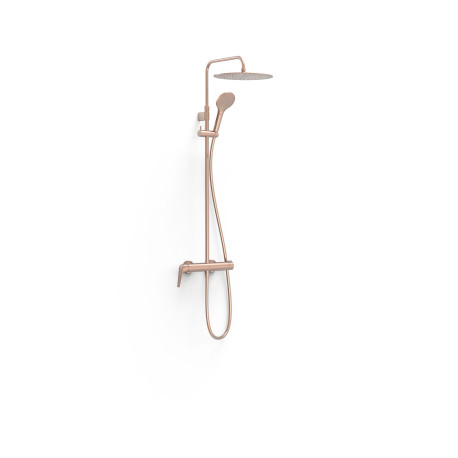 Ensemble colonne de douche mitigeur mural Or Rose Mat 24K - TRES 28119701OPM