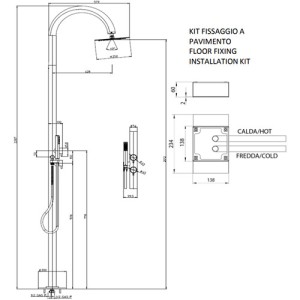 Colonne de douche extérieure à mitigeur double progressif chromé Tetis - Bossini L00388030