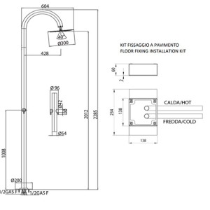 Colonne de douche extérieure à mitigeur double progressif chromé Tetis - Bossini L00391030