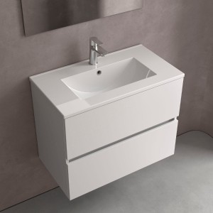 Meuble salle de bain 2 tiroirs FUSSION LINE 700 WHITE COTTON - SALGAR 96689